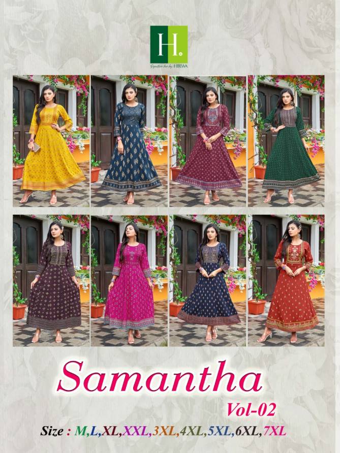 Hirwa Samantha 2 Rayon Festival Wear Long Anaraklai Kurti Collection